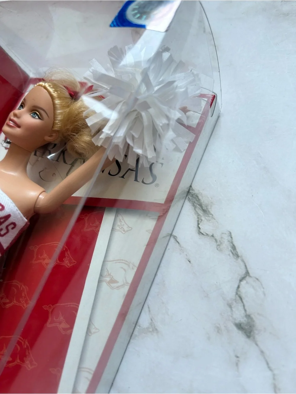 Pink Label Arkansas Razorbacks College Cheerleader Barbie Doll Y2360